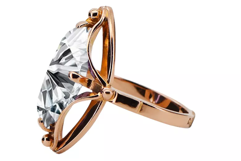 Kubický zirkón. Originál Vintage 14K Produkt s ružovým zlatým krúžkom Vintage Unique VRC047R